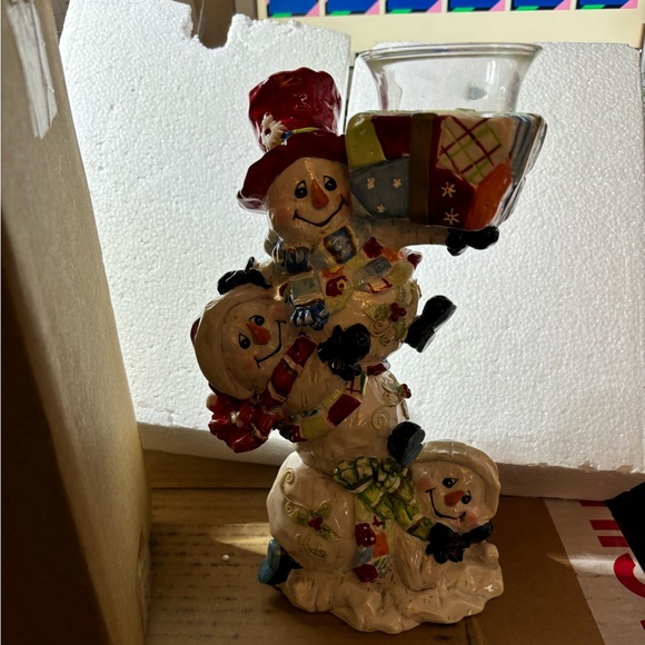 Home Interiors Snowman Candle Holder - Picture 1 of 9